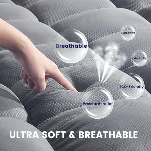 SLEEP ZONE Mattress Topper King Size, Extra Thick Fitted Mattress Pad - Image 3