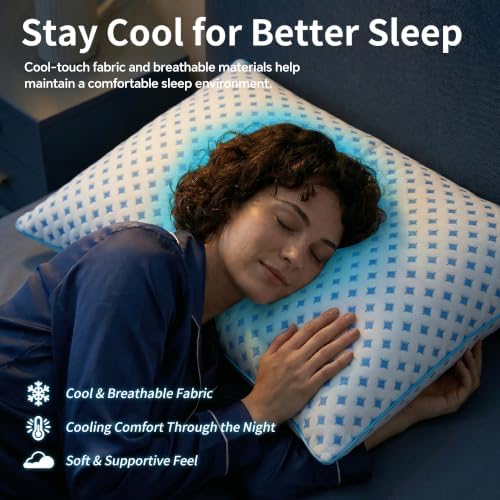 King Size Pillows Set of 2 for Sleeping, Cooling Adjustable Memory Foam Pillows - Image 2