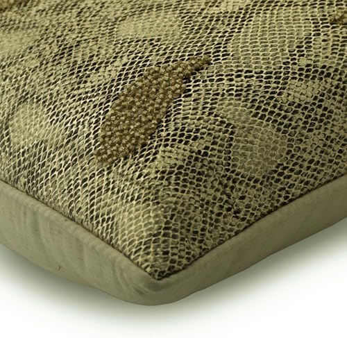 The HomeCentric Gold 12"x14" Lumbar Throw Pillow Covers, Faux Leather Beaded - Image 7