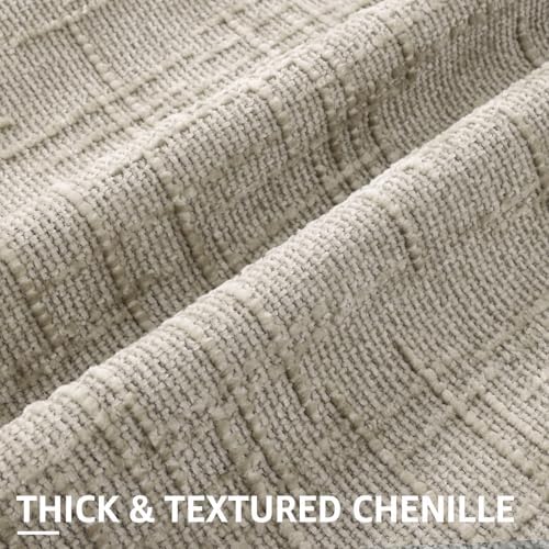 decorUhome Textured Chenille Throw Pillow Covers 12x20 Set of 2 Light Brown - Image 2