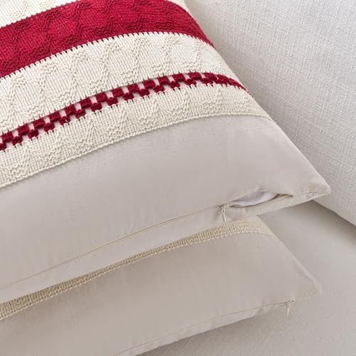 Fancy Homi Set of 2 Boho Red Decorative Throw Pillow Cover 22x22 Inch - Image 3