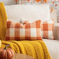 AQOTHES Plaid Fall Throw Pillow Covers Orange Write 12x20 Inch Set of 2 by AQOTHES