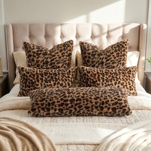Leopard Print Pillow Cheetah Room Decor Large Throw Pillow Covers 24x24 - Image 5