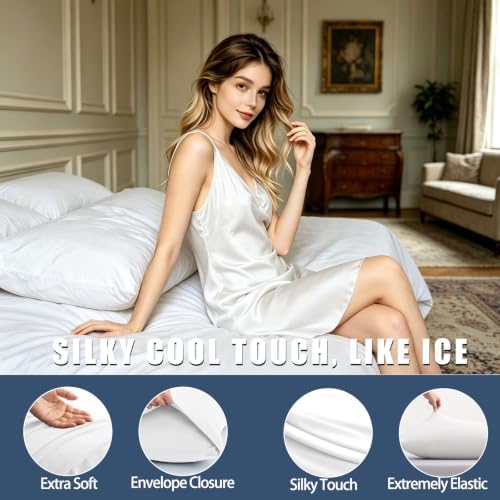 TELUS Cooling Pillowcases for Hot Sleepers Queen Size 2-Pack, Silky Soft - Image 3