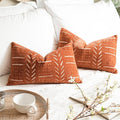 BlissBlush Decorative Lumbar Throw Pillow Covers 12X20 Set of 2, Brick Red Rust by BlissBlush