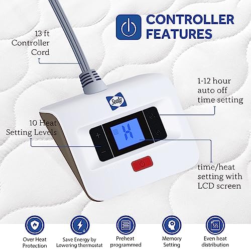 Sealy Heated Mattress Pad Full Size Luxury Quilted Electric Bed Warmer - Image 4