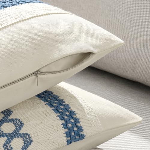 MIULEE Set of 2 Coastal Blue Boho Decorative Pillow Covers 18x18 Inch - Image 5