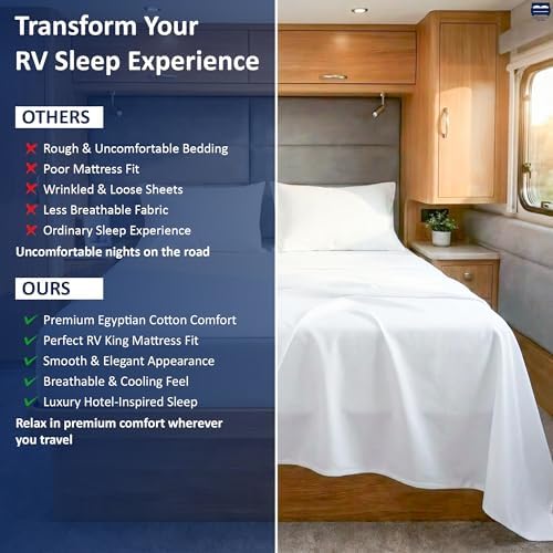 Cottingon 4 Piece RV King Sheets Fits 15" Deep, Egyptian Cotton - Image 5