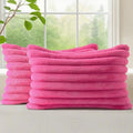 decorUhome Fall Faux Fur Throw Pillow Covers 12x20 Set of 2 Hot Pink by decorUhome