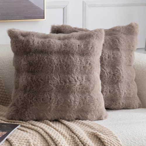 MADIZZ Pack of 2 Thick Plush Faux Wool Throw Pillow Covers Soft Boho Throw by Madizz