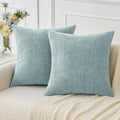 MIULEE Soft Chenille Throw Pillow Covers Light Blue 18x18 Inch Pack of 2 by MIULEE