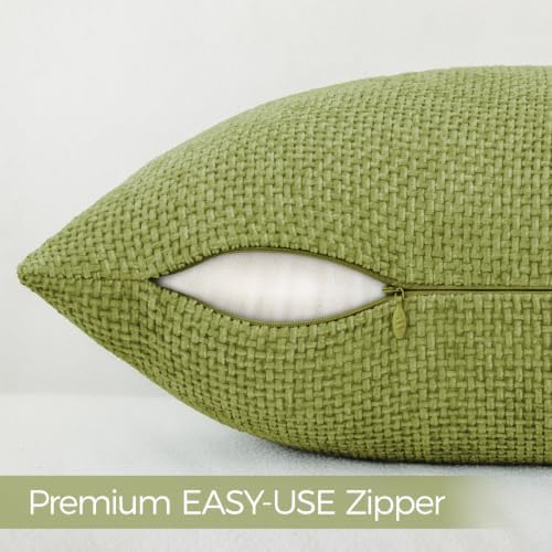 a moment Forest Green Chenille Throw Pillow Covers 24x24 Inch Pack of 2 Modern - Image 5