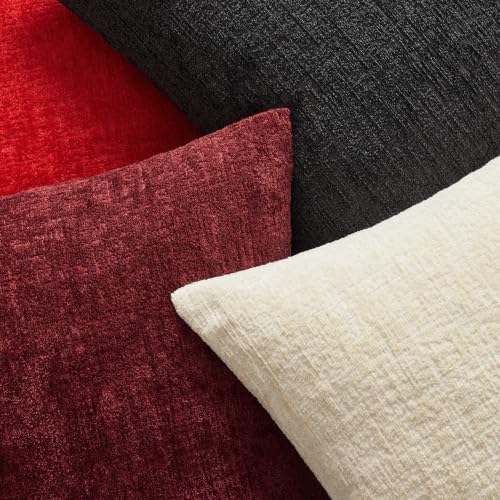 MIULEE Christmas Couch Pillow Covers Textured Chenille 18x18 Red - Image 3