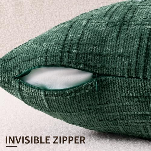 decorUhome Textured Chenille Throw Pillow Covers 18x18 Set of 2 Green - Image 3