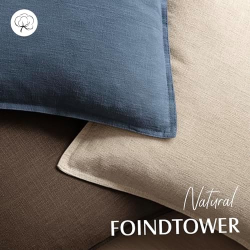 Foindtower Linen Solid Decorative Throw Pillow Covers 16x16 Inch Dark Blue - Image 4