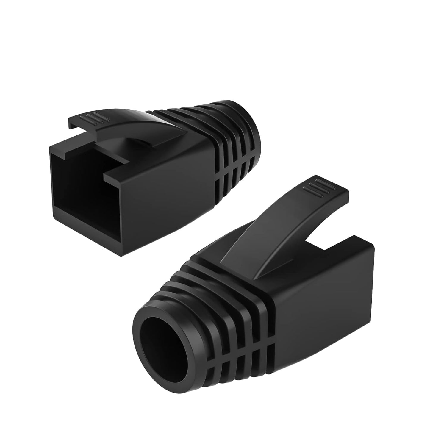 100Pack RJ45 Boot Cover, Cat5 Cat6 Cat6A Ethernet Network Cable Strain Relief Boot, Fits Overall Jacket Diameter 5.5-6.5MM Ethernet Cable (Hole Diameter: 6.5mm, Black)