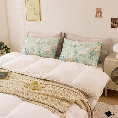 ECOCOTT Sage Green Floral Pillowcases Standard Size Set of 2, 100% Washed - Image 5