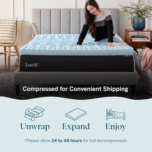 LUCID 3 Inch Gel Memory Foam Mattress Topper, King size – 5 Zones – Cooling Gel - Image 5