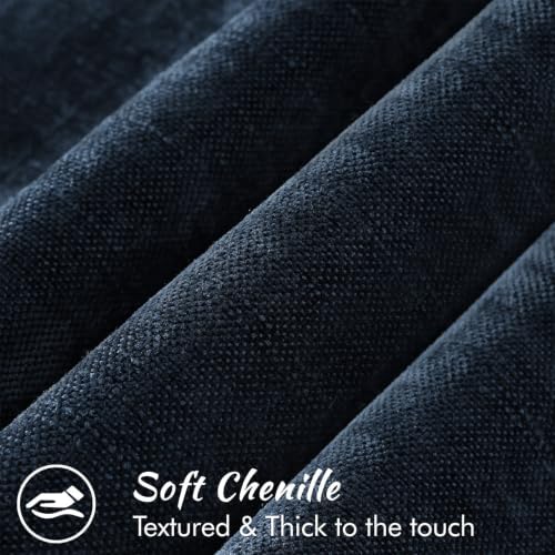 decorUhome Chenille Throw Pillow Covers 26x26 Set of 2, Dark Blue - Image 2