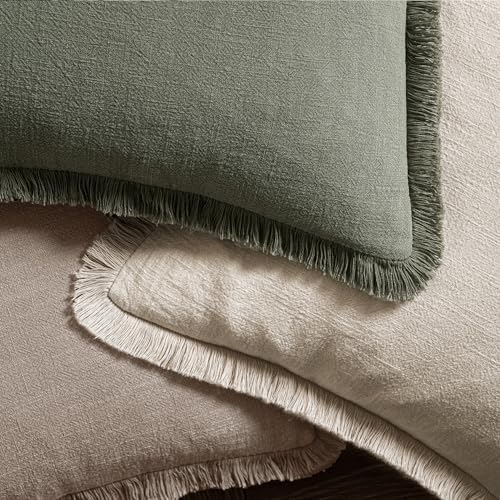 MIULEE Linen Fringe Decorative Fall Euro Throw Pillow Covers Dune 22x22 - Image 4
