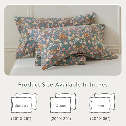 Lady Ann Cotton Quilted King Size Pillow Shams 20x36, Vibrant Paisley Floral - Image 4