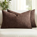MIULEE Fall Couch Pillow Covers Textured Chenille 12x20 Beaver Fur by MIULEE