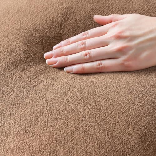 MIULEE Linen Fringe Decorative Fall Euro Throw Pillow Covers Brown 22x22 - Image 2