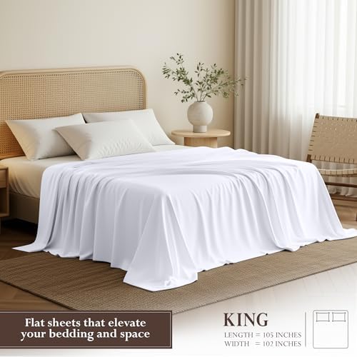 King Size Flat Sheet Only, Ultra Soft & Breathable Hotel Sheets - Image 2