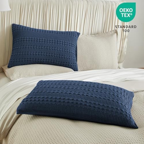 PHF Cotton Waffle Pillow Shams King Size 20"x36", No Insert - Image 3