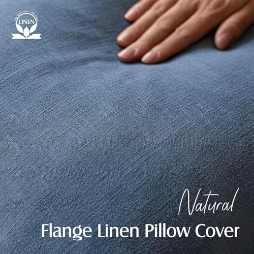Foindtower Linen Solid Decorative Throw Pillow Covers 16x16 Inch Dark Blue - Image 2