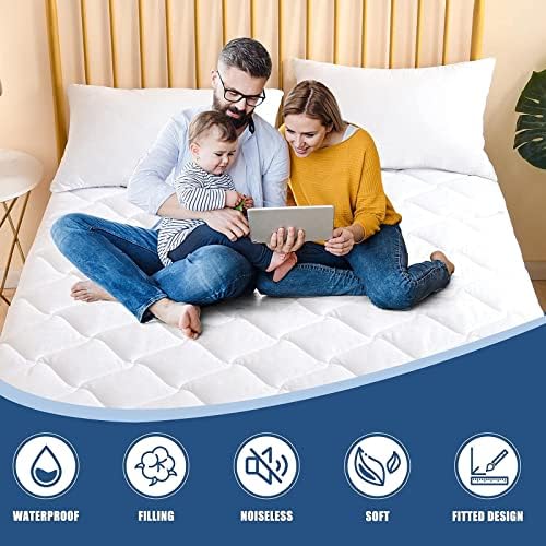 King Quilted Mattress Pad Waterproof Breathable Bed Protector Quiet Fabric - Image 6