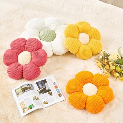 Kcvvcr Flower Throw Pillow, Soft Orange 19.6" Shaped Floor Pillow - Image 3