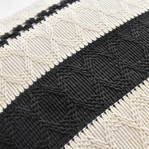 Fancy Homi Set of 1 Boho Black Decorative Throw Pillow Cover 16x16 Inch - Image 4