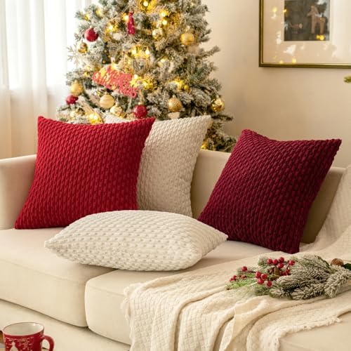 MIULEE Christmas Lumbar Decorative Throw Pillow Covers 12x20 Burgundy - Image 4
