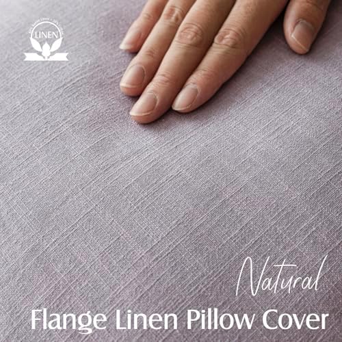 Foindtower Linen Solid Decorative Throw Pillow Covers 26x26 Light Purple - Image 2