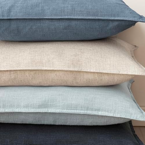 Foindtower Linen Solid Decorative Throw Pillow Covers 20x20 Inch Misty Blue - Image 5
