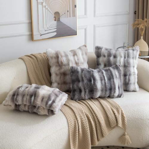 MADIZZ Pack of 2 Thick Plush Faux Wool Throw Pillow Covers Soft Boho Throw - Image 6