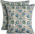 Ridhi Block Print Asparagus Green Pillow Cover 18" x 18" Decorative Couch by Ridhi