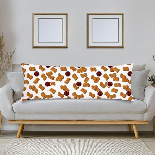 Chicken Nuggets Print Body Pillow Cover 20x54 Long Pillow Case - Image 3