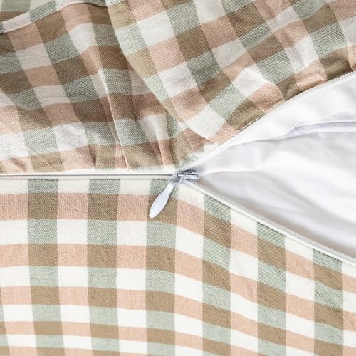 JoraLion Ruffled Throw Pillow Cover 18x18 Gingham Green - Image 6