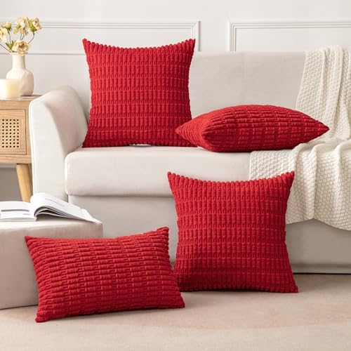 MIULEE Christmas Corduroy Decorative Throw Pillow Covers Pack of 2 Red 12x20 - Image 5