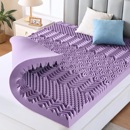 MUXHOMO 2 Inch 7-Zone Full Mattress Topper, Egg Crate Memory Foam Mattress by MUXHOMO