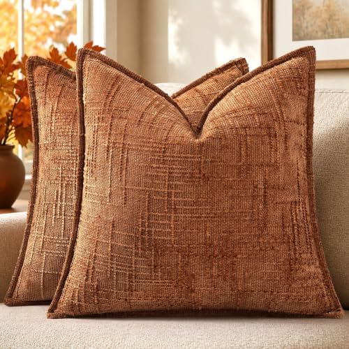 decorUhome Chenille Decorative Throw Pillow Covers 16x16 Set of 2 by decorUhome