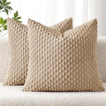 MIULEE Decorative Throw Pillow Covers 16x16 Neutral Tan Textured Corduroy by MIULEE