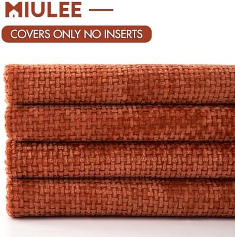 MIULEE Decorative Chenille Fall Pillow Covers Burnt Orange 20x20 Pack of 4 - Image 6