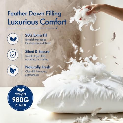 MIULEE 20x20 Pillow Inserts, Premium Feather and Down Pillows Pack of 4 - Image 2