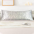 Grey Leopard Print Satin Body Pillow Cover, 20x54 Cheetah Pillow Case by LCBD