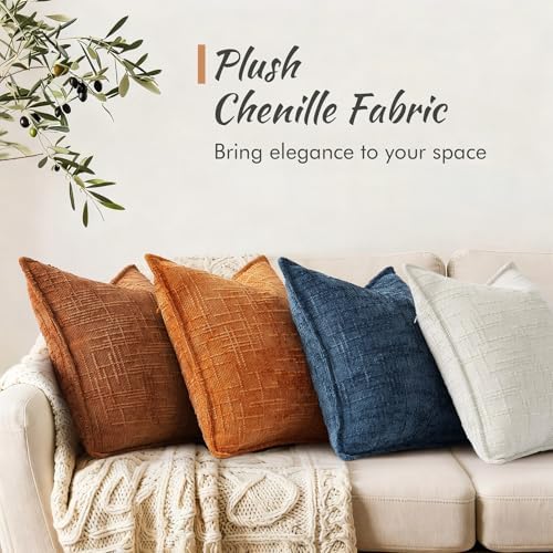 decorUhome Chenille Fall Throw Pillow Covers 12x20 Set of 2, Burnt Orange - Image 4