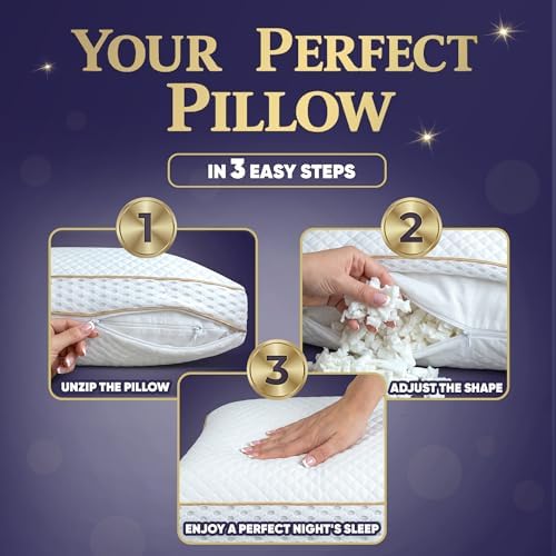 Royal Therapy King 4-Pack Memory Foam Pillow, Adjustable Shredded Odor-Free - Image 6
