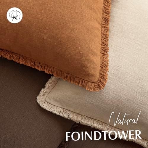 Foindtower Decorative Linen Fringe Throw Pillow Covers 26×26 Inch - Image 4
